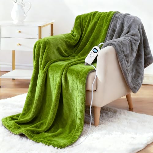 Electric Heated Throw Blanket, 50" x 60" Soft Flannel with 12 Heat Settings