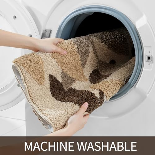2-Piece Brown Bathroom Rug Set, Non-Slip Plush Microfiber Bath Mats