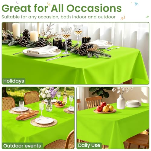 Lime Green Disposable Plastic Tablecloth 54 x 108 Inch - 2 Pack, Waterproof & Stain-Resistant