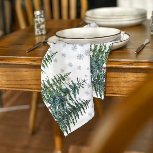 Horaldaily 18" x 18" White Christmas Cloth Napkins Set of 12 – Winter Snow Trees
