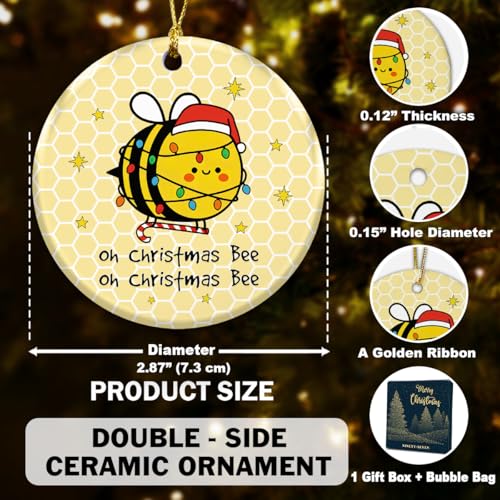 Bee Christmas Ornament - Funny Beekeeper Honey Lover Gift, Save The Bees Decor