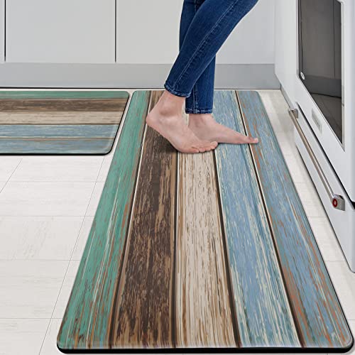 Anti-Fatigue Kitchen Mat Set of 2, Cushioned Waterproof Standing Floor Rugs