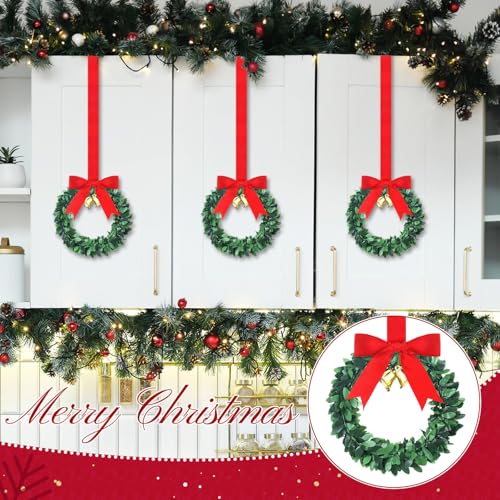 Syhood 12pcs 16-Inch Red Silk Christmas Wreath Bows for Windows & Cabinets