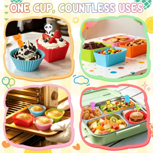 70-Piece Silicone Lunch Box Dividers and Animal Food Picks Set