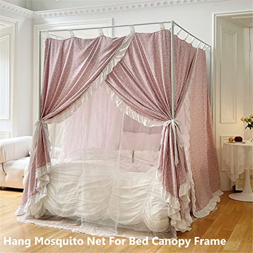 Twin Size Metal Canopy Bed Frame Posts - Four Corner Bracket Set, White