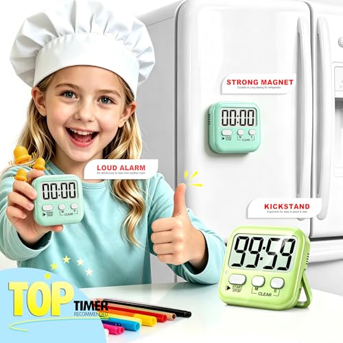 2-Pack Digital Timers with Mute Mode & Magnet for Kitchen & Classroom