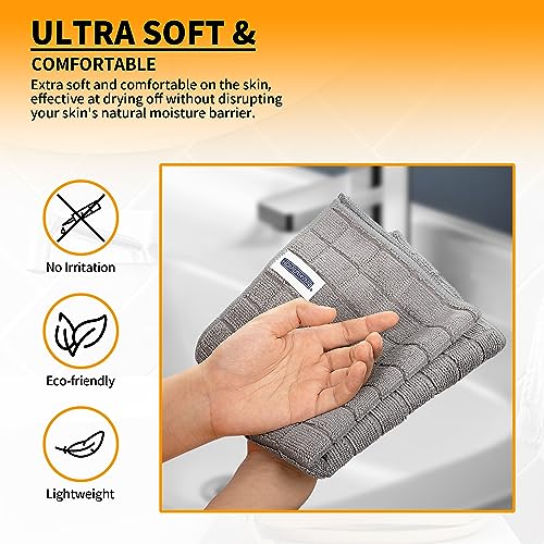 12-Pack Microfiber Hand Towels, 25 x 15 Inch Quick-Dry Grey Washcloths
