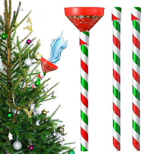Dreyoo Christmas Tree Watering Funnel & 44-Inch Adjustable Watering Stick - Spill-Free Holiday Tree Care, Red & Green