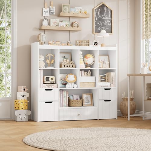 Kids Toy Storage Organizer with Bookshelf, Mobile Bins and Drawers