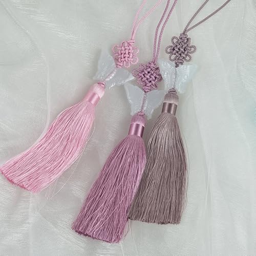 Korean Butterfly Norigae Tassel Bag Charm - Jade-Tone Resin Hanbok Ornament