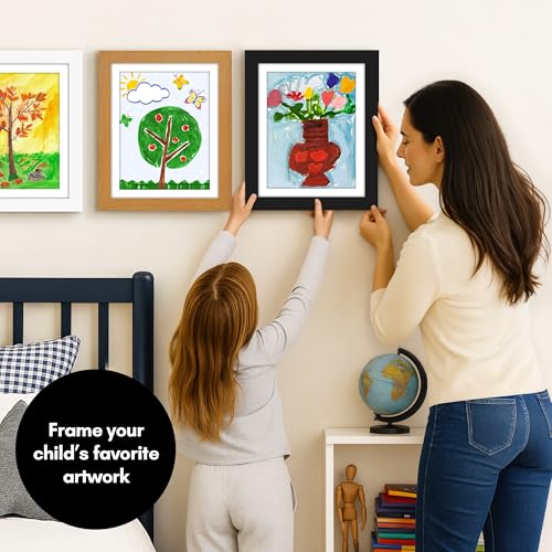 Kids Art Frame with Magnetic Door for 8.5x11 Artwork, Black