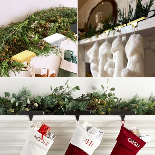 Weighted Christmas Stocking Holders for Mantle - Set of 6 Metal Hangers