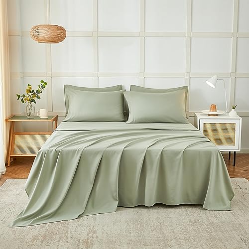 ILAVANDE 6-Piece Queen Sheet Set - Soft Microfiber Deep Pocket, Sage Green
