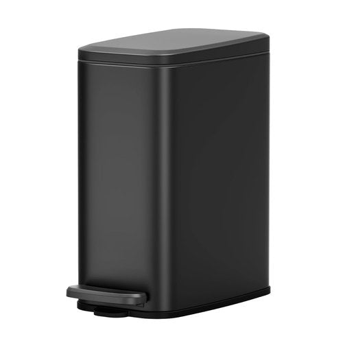 Cesun Stainless Steel Small Bathroom Trash Can - 6L Soft Close Lid, Foot Pedal & Removable Inner Bucket | Black