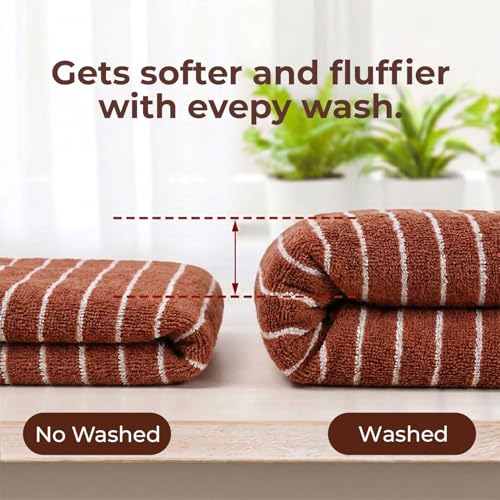 2-Piece Terracotta Striped Cotton Hand Towels - 13" x 29" Fall Decor