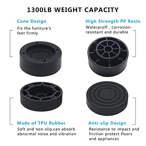 Heavy Duty Furniture Risers - 2 Inch Black Bed Lifts (Set of 4)