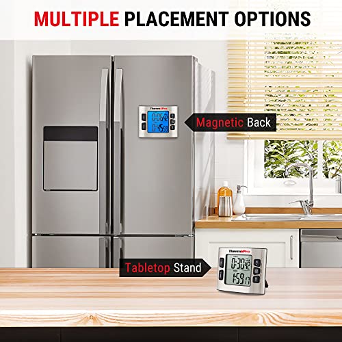 Dual Digital Kitchen Timer with Clock Mode and Adjustable Alarm Volume