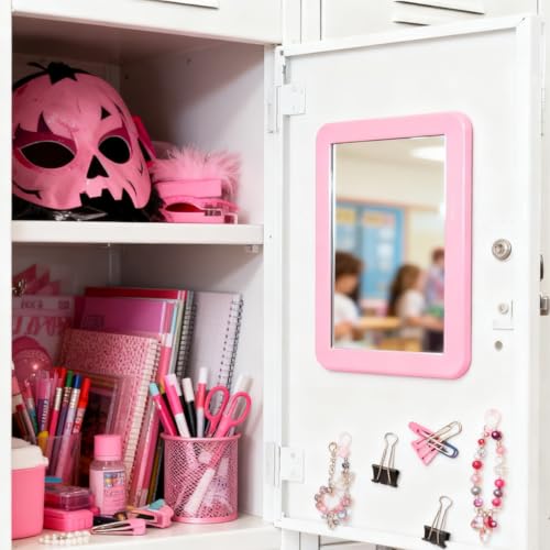 Magnetic Locker Mirror - 5x7 Real Glass, Pink Decor