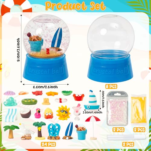 DIY Summer Snow Globe Craft Kit - 8 Piece Set with Beach Figurines