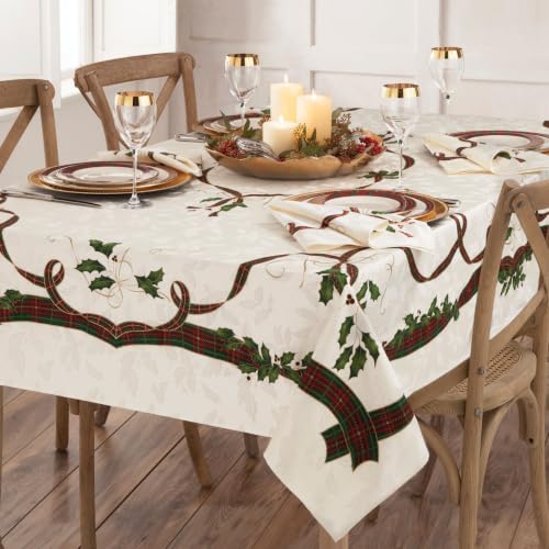 Lenox Holiday Nouveau Tablecloth 120x60 Inches Multicolor Christmas Decor