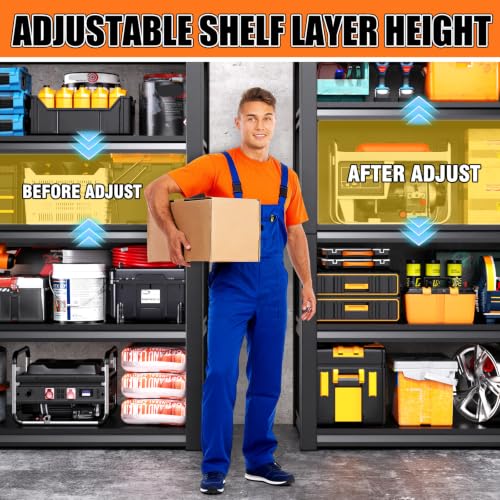 Heavy Duty 5-Tier Steel Garage Shelving Unit 72"H x 35"W Adjustable Storage Rack