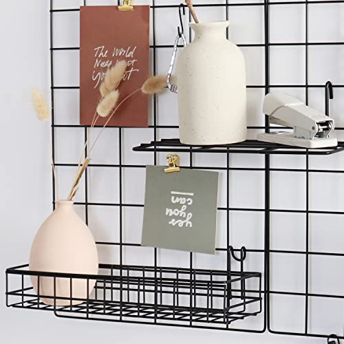 Set of 2 Metal Wall Grid Panels - Photo Display & Wall Storage Organizer