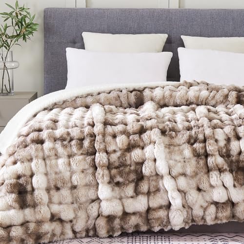 50x60 Ultra-Soft Faux Fur Throw Blanket, Reversible Sherpa Tie Dye Blanket