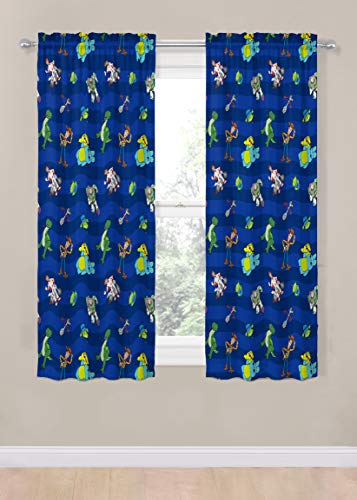 Kids Character Window Drapes - 4-Piece Curtain Set with Tiebacks, 63 Inch