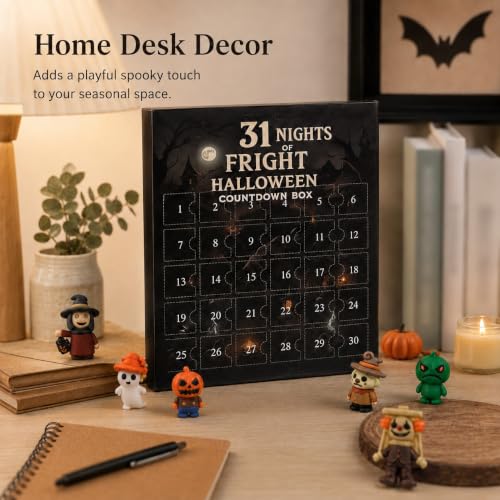 Halloween Advent Calendar with 31 Mini Spooky Figurines - 31-Day Countdown Box