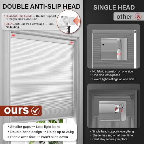 No Drill Blackout Cellular Shades - Custom Size Honeycomb Blinds