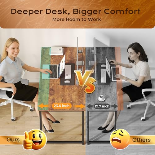 47-Inch Computer Desk with Deeper Desktop, Rustic Brown Office Writing Desk