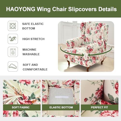 Stretch Wing Chair Slipcovers - 2-Piece Elastic Armchair Covers