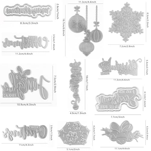 11 Pcs Hot Foil Plate Set – Christmas Words & Snowflake Dies for Card Making (CYFUN DESIGN) variation: 11 Pcs Foil Plate