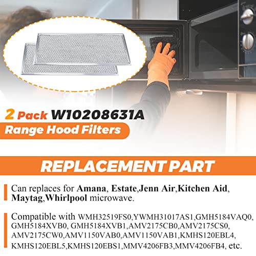 W10208631A Microwave Grease Filter, 13-inch x 6-inch, Pack of 2