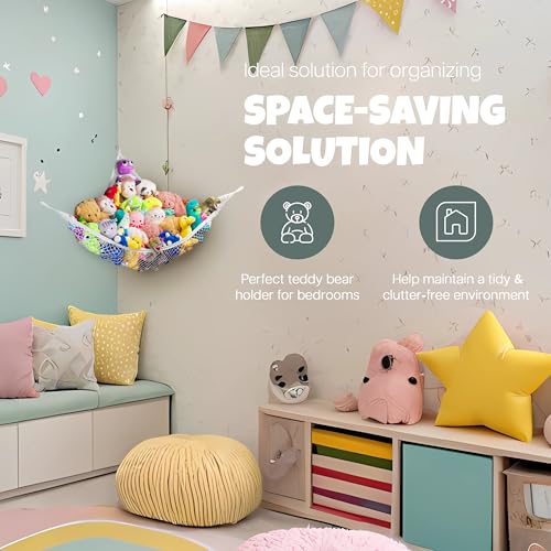 Stuffed Animal Hammock 2-Pack - Corner Mesh Toy Organizer for Kids Room