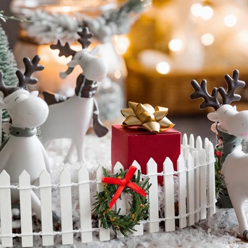 4 Pcs Miniature Christmas Picket Fence for Fairy Garden Village Decor