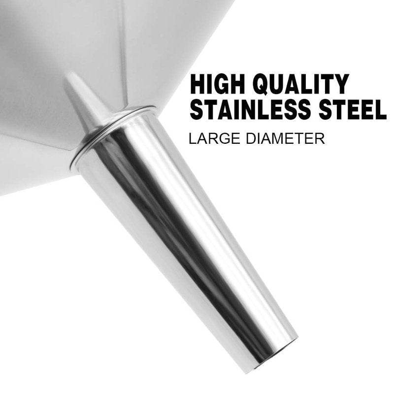 Super Large Stainless Steel Large Funnel with Detachable Strainer/Filter for Cooking Oil and Transmission Liquid and Powder, Food Grade Metal Kitchen Funnels
