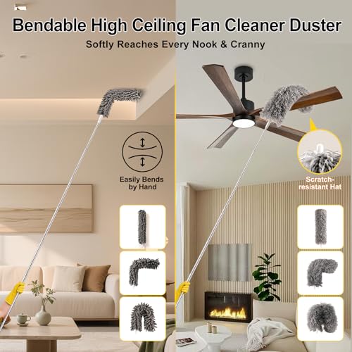 Microfiber Duster Kit with 100-Inch Extension Pole - 5-Piece Cleaning Set