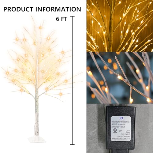 Dazzle Bright 6FT 144 LED Lighted Birch Tree – Outdoor & Indoor Christmas Decor, 1 Pack