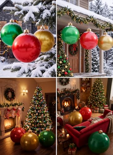 Minetom 25in Red Inflatable Christmas Ornament - Indoor & Outdoor PVC Ball