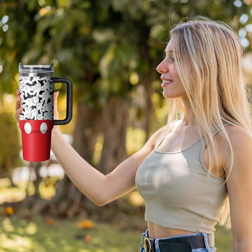 30oz Cartoon Mouse Tumbler with Handle & Straw Lid - Palm Variant