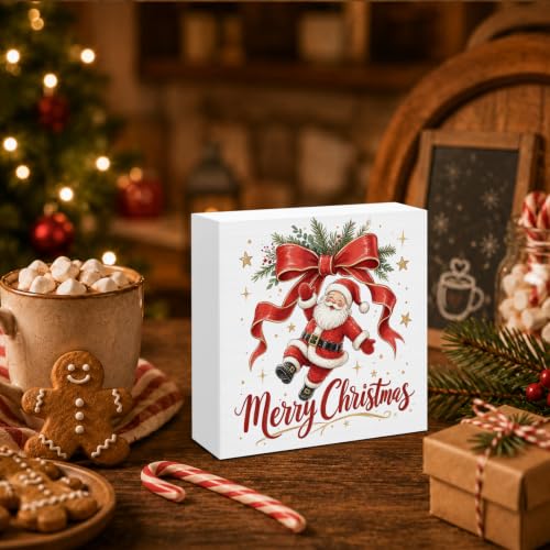 Christmas Wooden Sign Santa Claus Decor Holiday Wall Art