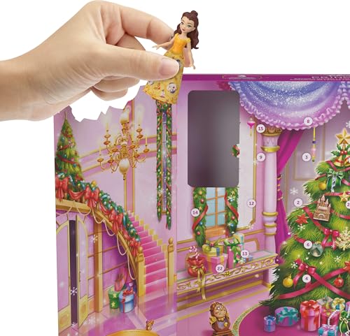 Disney Princess Advent Calendar Toy Set with 3 Small Dolls & Accessories