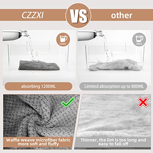 CZZXI 3 Pack Microfiber Hair Towels for Women - Quick Dry, Frizz-Free, Soft Hair Wraps in Beige, Khaki, Grey