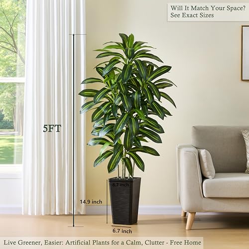 5FT Artificial Dracaena Tree - Realistic Faux Plant for Home Decor