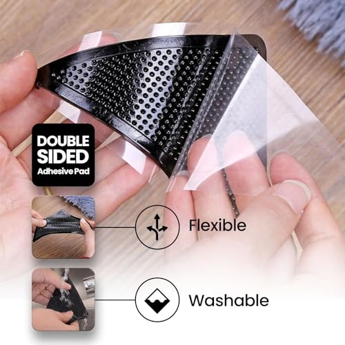 Reusable Non-Slip Rug Corner Pads for Hardwood Floors - 4 Pack