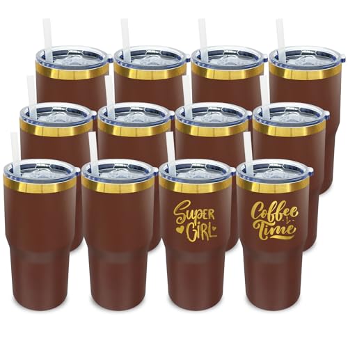 Brown 20 oz Stainless Steel Tumbler with Lid & Straw - Metalya Bulk