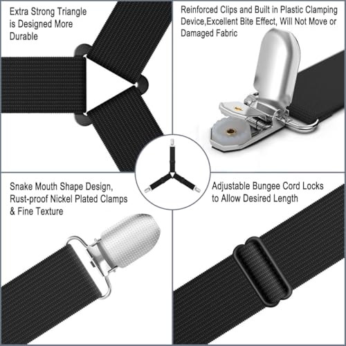 Adjustable Bed Sheet Fasteners - Non-Slip Corner Holder Straps (4-Pack)