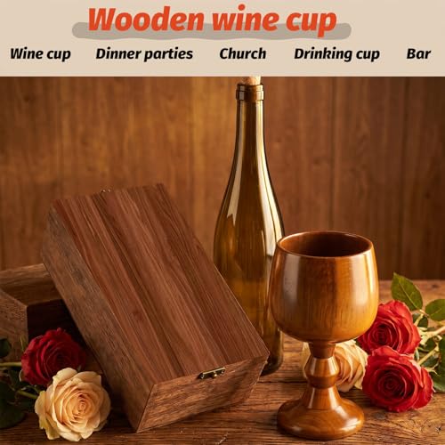 2-Piece Handcrafted Jujube Wood Wine Goblet Set – 5oz Vintage Chalice