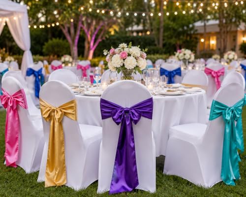SARVAM FASHION Green Satin Chair Sashes Set of 10 Wedding Banquet Home Decor 7x108 Inches